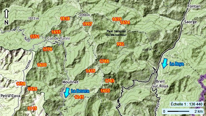 Altitude des délaissés morainiques au col de Turini (Alpes Maritimes)