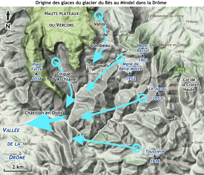 Le glacier du Bès au Mindel dans la Drôme