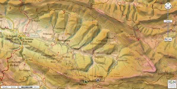 Eventail d'épaulement sous la Montagne de La Clavelière (Drôme)