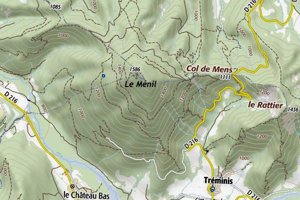Le sommet conique du Ménil près de Tréminis en Isère