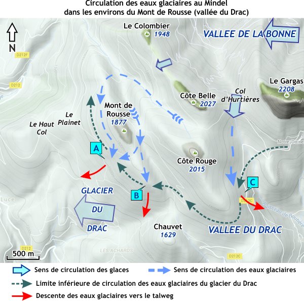 Les eaux glaciaires au Mindel vers le Mont de Rousse en Isère