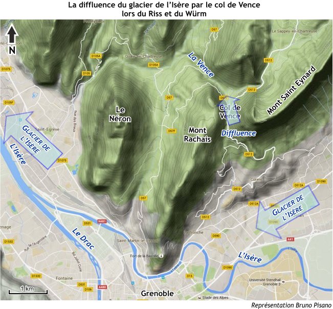 La diffluence du col de Vence en Isère