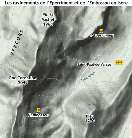 Les ravinements de l'Eppreimont et de l'Embossou en Isère