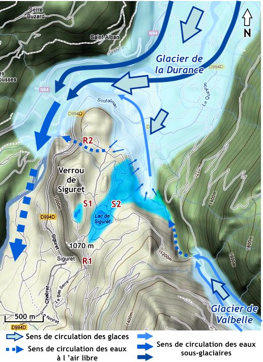 Circulation des eaux glaciaires sur le verrou de Siguret (3)