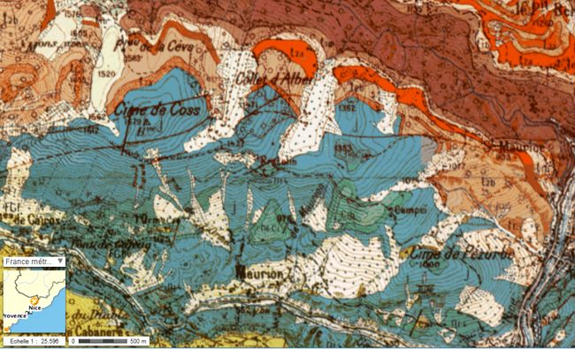 Carte géologique du plateau de la Céva (Alpes Maritimes)