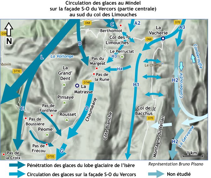 Circulation des glaces au Mindel dans le Vercors au sud de La Vacherie