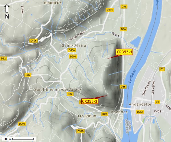 Sites témoins près d'Andance (Ardèche)