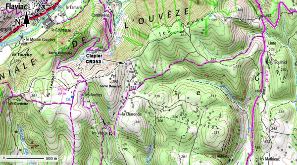 Position du site témoin (clapier) CR 353