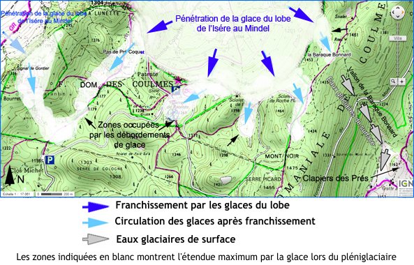 Massif des Coulmes : pénétration des glaces du lobe de l'Isère au pléniglaciaire du Mindel