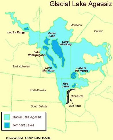 Délimitation du lac Agassiz par ses dépôts