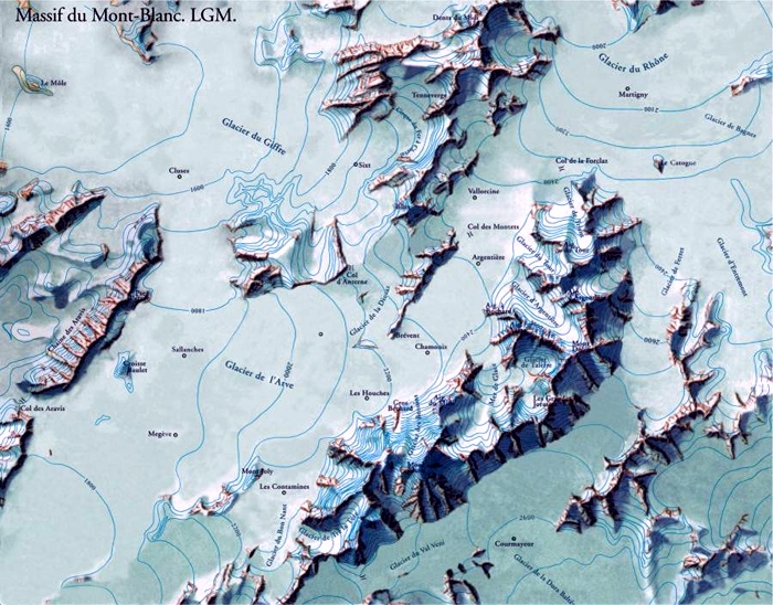 Carte du Mont Blanc englacé