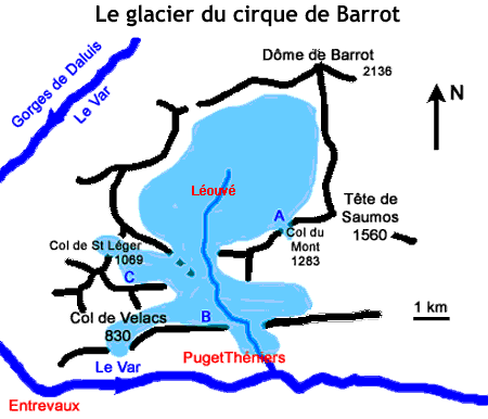 Croquis du cirque de Barrot (Alpes-Martimes)