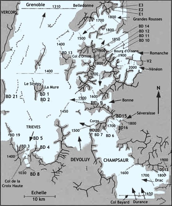 Sites témoins du bassin du Drac au Riss