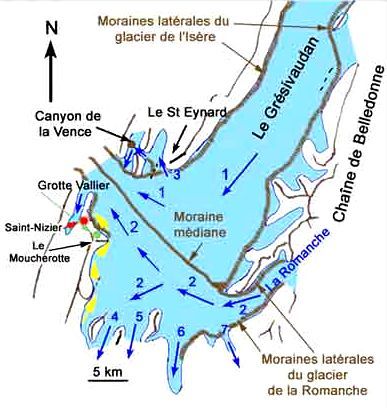 Les moraines du glacier würmien de l'Isère vers Grenoble