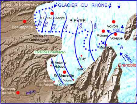 Le lobe du glacier rissien de l'Isère