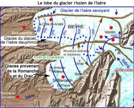 Lobes rissiens du glacier de l'Isère