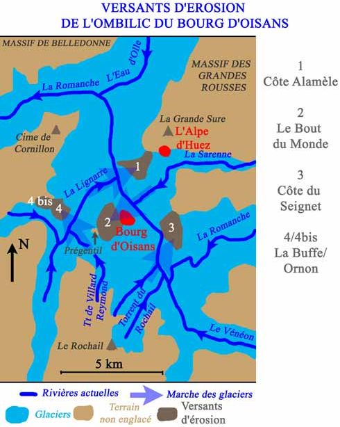 Versants d'érosion de l'ombilic du Bourg d'Oisans