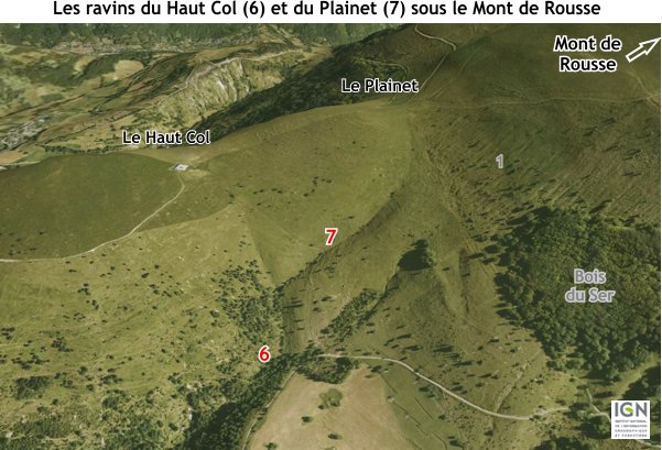 Les ravins du Haut Col et du Plainet sous le Mont de Rousse en Isère