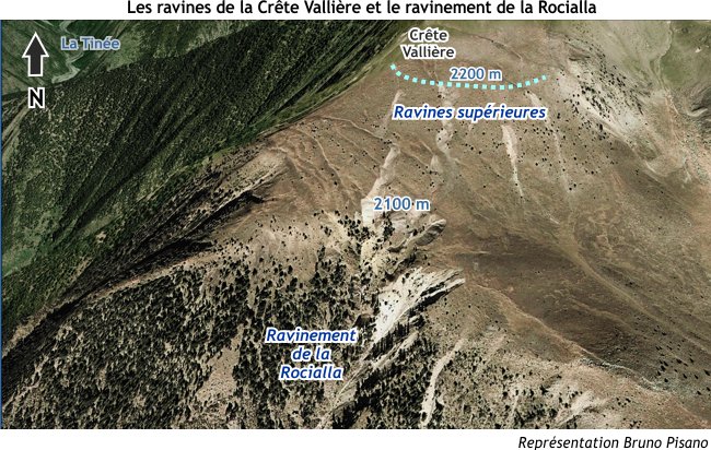 Le ravinement de la Rocialla dans les Alpes-Martimes