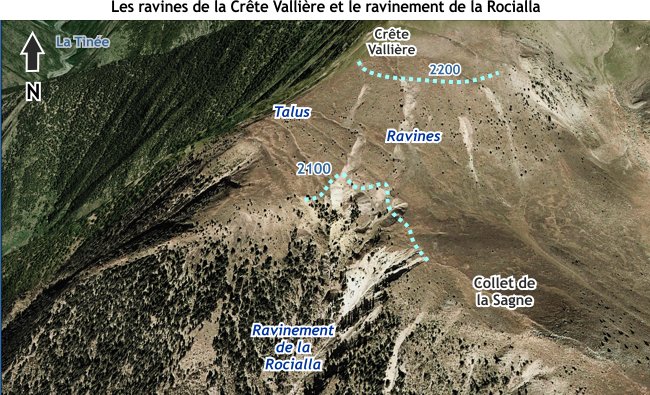Le ravinement de la Rocialla dans les Alpes-Martimes