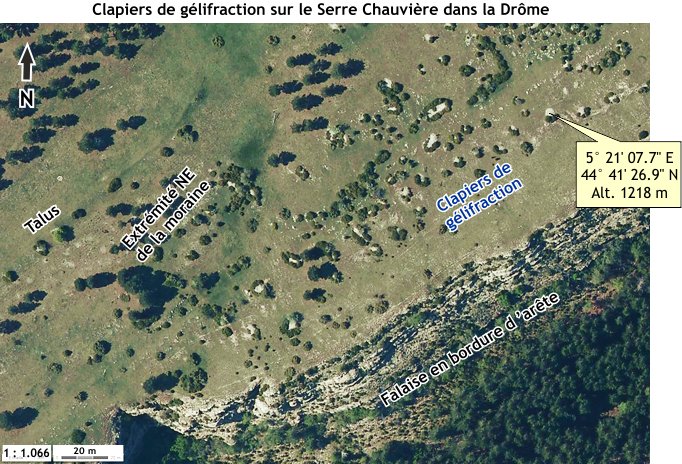 Clapiers de gélifraction sur le Serre Chauvière dans la Drôme