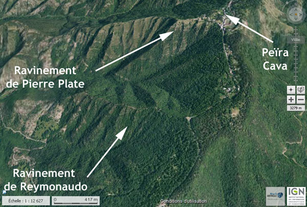 Les ravinements de la Pierre Plate et de Raimonaudo dans les Alpes-Maritimes