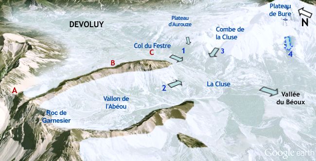 Représentaion des glaciers du Festre à la glaciation maximum