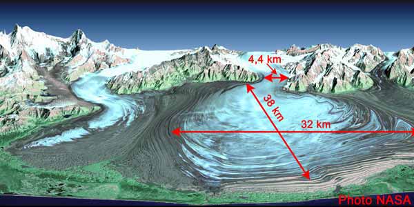 Le lobe terminal du glacier Malaspina en Alaska