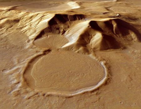 Le cratère du Sablier sur Mars