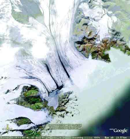 Glaciers confluents en Islande