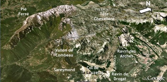 L'emplacement du glacier de Tête Chevalière dans le sud du Vercors