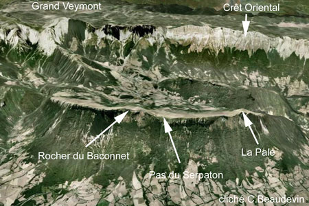 Le chaînon Rocher du Baconnet - Montagne de la Pale dans le Vercors