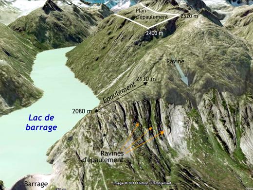 Les ravines de l'UnterAarGletscher en Suisse