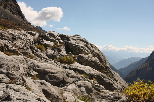 Roches moutonnées au Glacier Blanc (Hautes-Alpes)