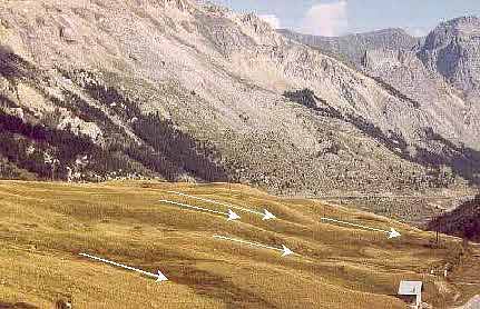 Sillons de pente au col du Lautaret dans les Hautes-Alpes