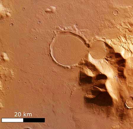 Le cratère du Sablier sur Mars (Hourglass glacier)