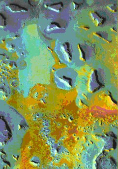 En fausse couleur : Deuteronilus Mensae sur Mars