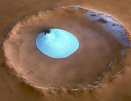 Cratère d'impact dans Vastitas Borealis sur Mars