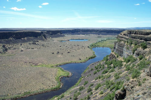 Le canyon de Grand Coulee en aval des Dry Falls aux USA