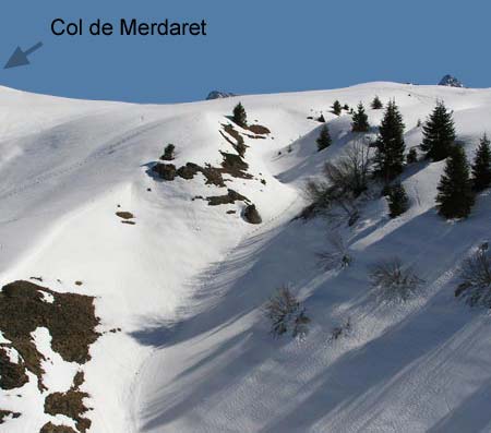 Une des ravines du col de Merdaret