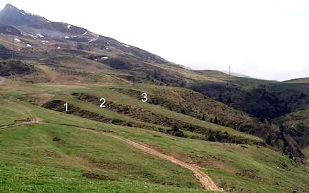 Ravines de diffluence sous le col de Merdaret en Isère