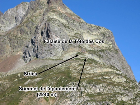 La falaise de la tête des Cos (Aiguilles de l'Argentière)