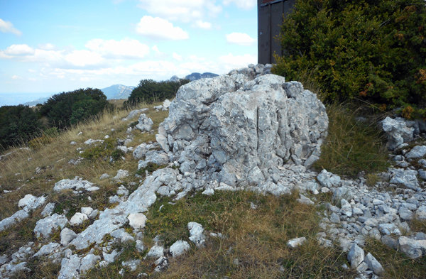 Bloc erratique sur la moraine sous Pierre Chauve (Vercors)