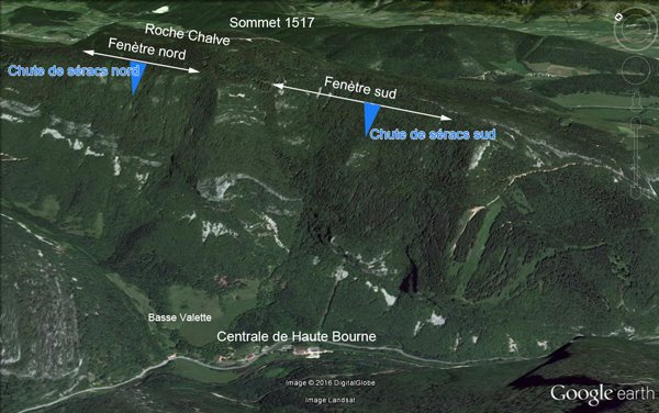 Les chutes de séracs de Rencurel dans le Vercors (Isère)